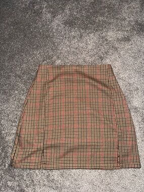Plaid Mini Skirt - Brown/Tan